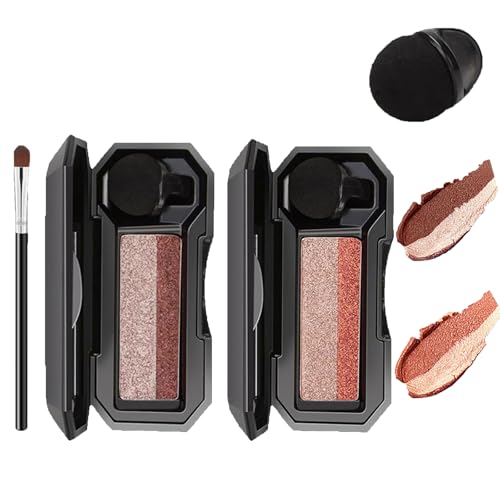 Positivte Perfect Dual Color Eyeshadow, Portable Two Tone Eyeshadow, Highly Pigmented With Glitters (1#+4#)