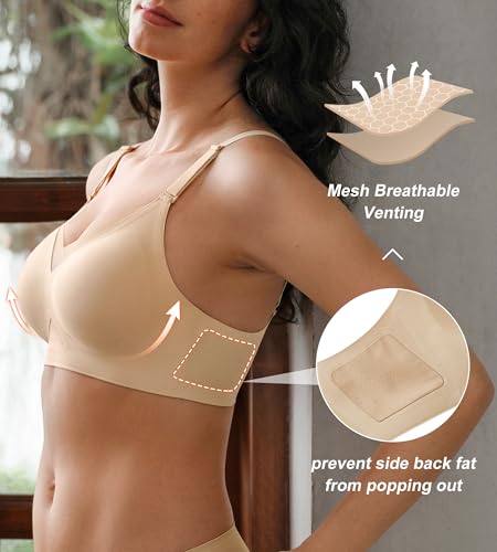 SHARICCA Wireless Bras for Women Seamless Comfortable Jelly Supportive Full Coverage Bra Mesh Bralette Everyday Bras3