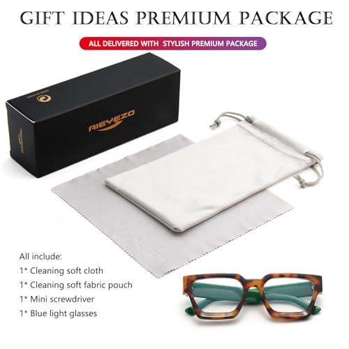 Image of AIEYEZO Square Thick Frame Glasses for Women Men Fashion Blue Light Glasses Trendy Chic Computer Eyeglasses