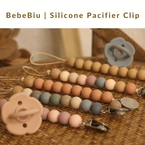 Image of 2 Pack Pacifier Clips, Silicone Pacifier Clip for Baby Boys and Girls, Pacifier Holder, Paci Clips Baby Binky Clips (Blossom /Apricot)