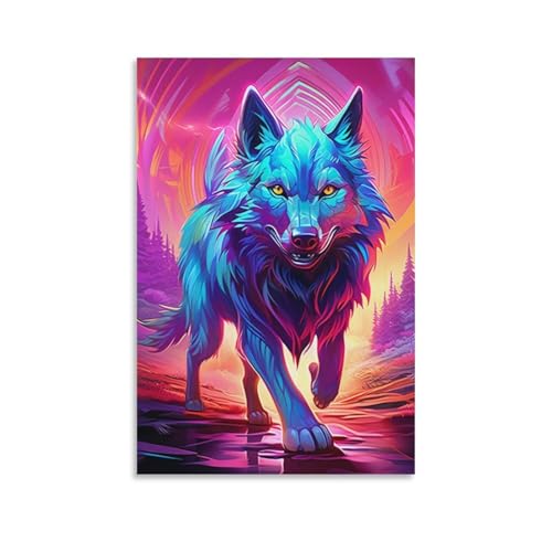 Loup murale pour habiller un mur vide avec une toile 50x75cm