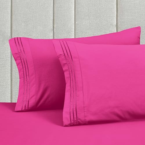 Image of Mocassi Luxury 4-Piece Sheet Set, Ultra Soft 1800 Premium Hotel Quality Microfiber Sheet Set, Fits Mattresses Up to 18 to 24 Inches Extra Deep Pocket - Breathable and Secure Fit, Twin, Pink