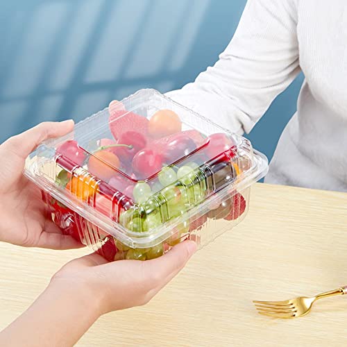 Xanllaxa SAS646 100 Pcs Clear Plastic Square Hinged Food Container,Plastic Take Out Containers,Disposable Clamshell Food Containers thumb #6