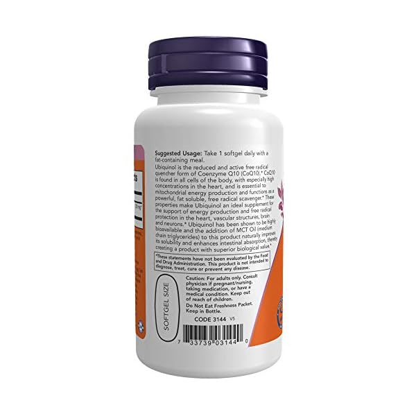 NOW-Supplements-Ubiquinol-200-mg-High-Bioavailability-the-Active-Form-of-CoQ10-60-Softgels NOW Supplements, Ubiquinol 200 mg, High Bioavailability (the Active Form of CoQ10), 60 Softgels