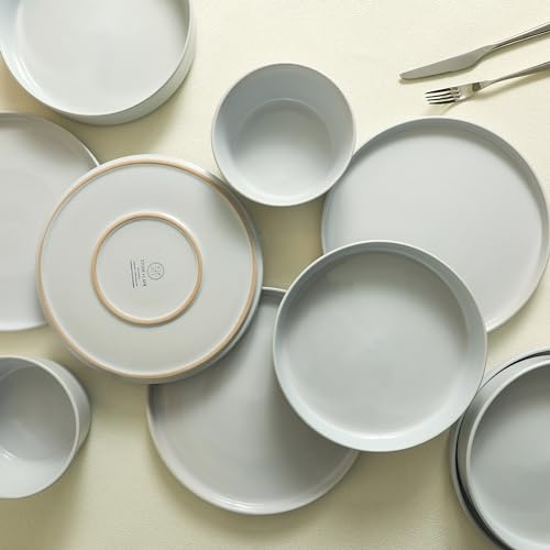Image of Stone Lain Celina Stoneware 12-Piece Dinnerware Set, Dinner and Pasta Bowls, White