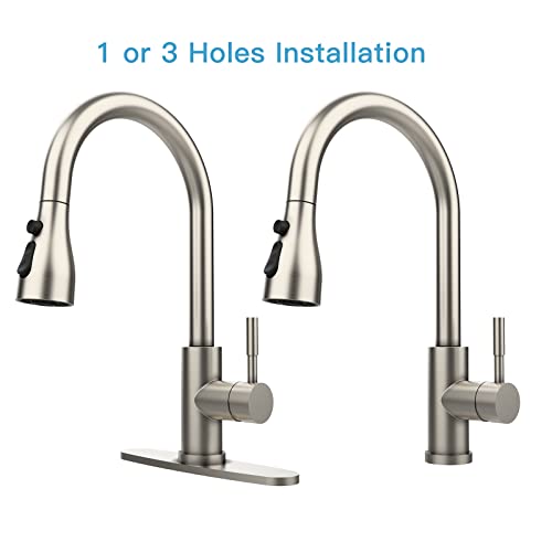 Kitchen Faucet With Pull Down Sprayer For Kitchen Sink, High Arc Brushed Nickel Kitchen Sink Faucet With 3 Modes #TOP5