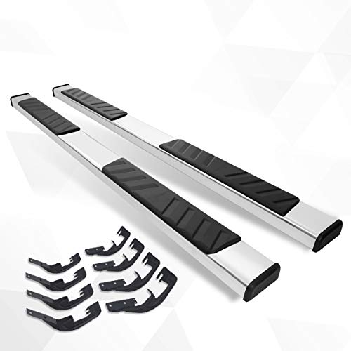 [Pair] 5 Inch Chrome Stainless Running Boards Side Steps Nerf Bars Compatible With 07-19 Chevy Silverado/Gmc Sierra Crew Cab #TOP1