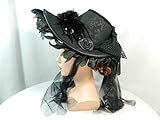  Schute schwarz Bonnet Haube Damenhut Gothic Western Steampunk Civil War Biedermeier Hut