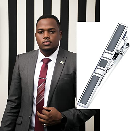 MOZETO Tie Clip 4-pcs Silver Tie Bar Set for Regular Ties Business Style Tie Clips for Men