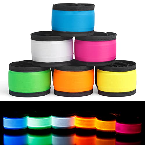 Led Light Up Toys, Flashing Bracelets Wristband fpr Kids Adults, Glow in The Dark Slap Stick Glowing Band For Birthday Halloween Christmas Party Favors Supplies Stocking Stuffer Boys Girls(6 Pack)