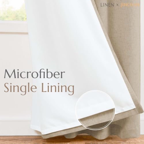 Image of jinchan Lined Linen Curtains Extra Wide Back Tab 100x84 Inch 1 Panel Taupe