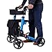 Piechur Walker Rollator Składany Aluminiowy Chodzik Dla Seniorów, Wspomaganie Mobilności Do Intensywnego Chodzenia Z Dużymi Kółkami I Uchwytem Na Kubek I Koszem, Niebieski