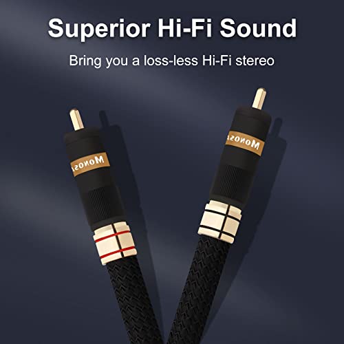 Monosaudio Pair Hifi Audio 2-Male To 2-Male Rca Cable M/M 17Awg Signal Cable,Ofc Copper Silver Plated Rca Interconnect Wires For Home Theater, Hdtv, Amplifiers, Hi-Fi Systems,Speakers (6.5) #TOP1