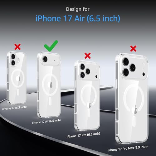 Image of Kratos Transparent Clear Case Cover Compatible with iPhone 17 Air - Anti-Yellowing, Wireless Magnetic Charging Case with Raised Edge Camera & Screen Protection, Shock-Resistant Design