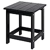 LZRS Adirondack Square Outdoor Side Table Pool Composite Patio TableHDPE End Tables for BackyardPool Indoor Companion Easy Maintenance Weather ResistantBlack