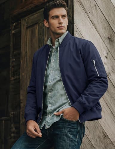 Image of TACVASEN Men's Bomber Jacket Lightweight Casual Spring Fall Windbreaker Zip Up Coat with Pocket