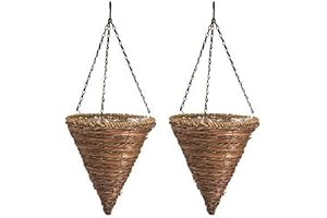 Panacea No. 88636 Rope and Fern Cone Shaped Hanging Basket Planters