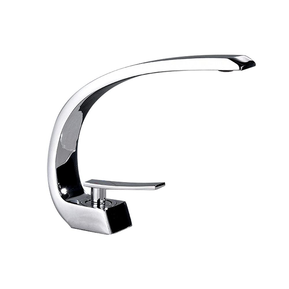 Grifo de lavabo cascada monomando plata en latón que evita salpicaduras molestas 5