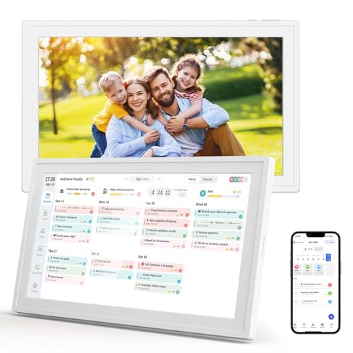 15.6" Smart Digital Calendar Wall Touch Screen, No Subscription Family Planner, Electronic Calendar for Wall Mounting, Shared Chore Chart, Reminders, Parent Lock, Rewards, Meal Planner & Photo Display for Busy Families