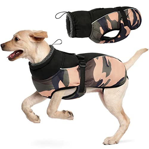 Wasserdichter Hundemantel Winter Warme Hundejacke, Hundebekleidung Outfit für kleine mittel große Hunde, Hundepullover mit Sicheren Reflexstreifen für Labrador Chihuahua Französische Bulldogge
