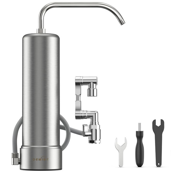 OEMIRY Countertop Water Filter, Stainless Steel 8000 Gallons Rotating Faucet Water Filtration...