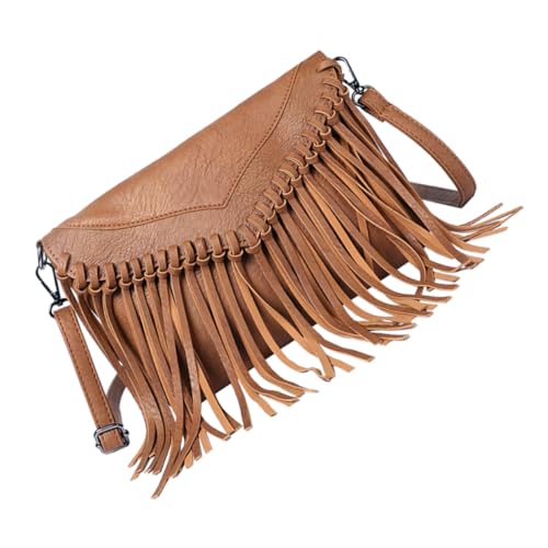 Sac bandoulière femme pompon marron Homoyoyo en PU contre le désordre urbain