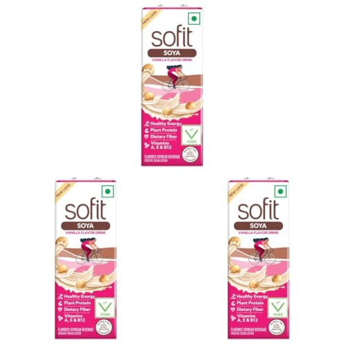Image of Sofit SOYA Drink Vanilla, 180ml| Vegan Drink |Enriched with Plant Protein, Dietary fibers, Vitamins and Calcium | Lactose Free | (Pack of 3)