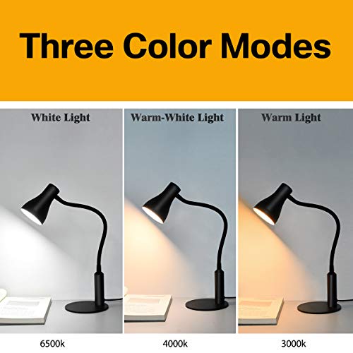 Cesunlight Led Desk Lamp, 3 Lighting Modes And 6 Brightness Levels, 10W Flexible Gooseneck Table Lamp For Living Room And Study, Remote Control With Timing Function, Ac Adapter Included (Black) #TOP2