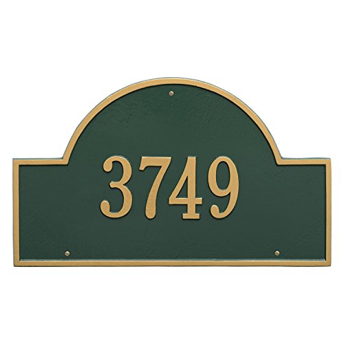 Venia Arch Estate Address Plaque, Green/Gold - Personalized 1-Line Aluminum House Number Sign, 23.75 x 14 in, Made in USA by Whitehall