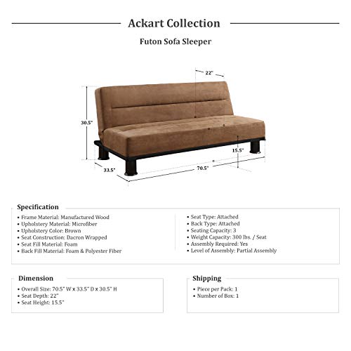Lexicon Ackart Futon Sofa Sleeper, Brown #TOP2