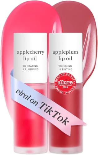 NOONI Korean Lip Oil Duo Set - Applecherry &amp; Appleplum - Plumping Lip Gloss