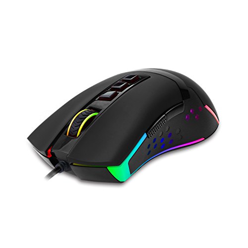 Redragon M712 Wired Gaming Mouse RGB LED Backlit MMO, 9 Button Ambidextrous Macro Programmable Computer Mice, Octopus, 10000 DPI for Windows PC Gamer (Wired RGB Backlit)