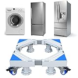 【 組立70%完了 】スプレミ 洗濯機 台 冷蔵庫置き台 洗濯機パン 耐荷重400kg 幅/奥行43-68cm伸縮可能 サイズ調整可能 洗濯機かさ上げ台 昇降可能 移動式 360°回転可能 キャスター付き 防振パッド付き 騒音対策 減音効果 全自動式対応 洗濯機スライド台 洗濯台ホワイト(4足8輪)