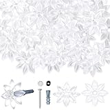 CroBlissful 50 Pack 1.5' Clear Mirror Rosettes Mirror Holder Clips Decorative Rosette Washers Hardware with Screws and Rubber Anchors for Home Wall Ceiling Decor