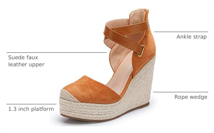 Image of PiePieBuy Womens Wedge Espadrille Ankle Strap Closed Cap Toe Platform Heeled Sandals