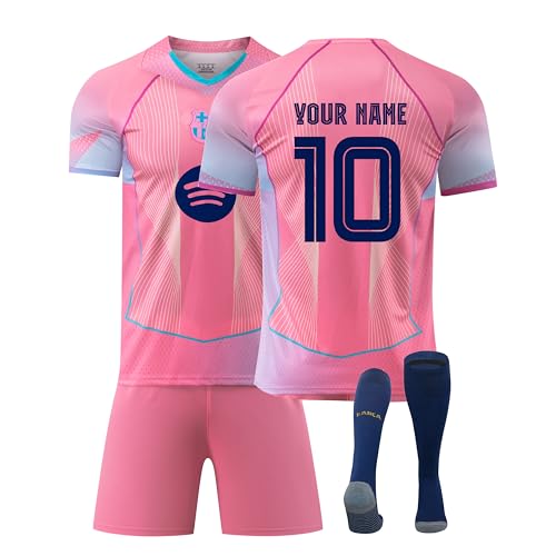 WeiaiziY Personalised Football Kits for Kids and Adult, Replica Kids Football Kit with Name Number,Training Shirts Shorts Socks Fan Gifts for Boys Girls Men