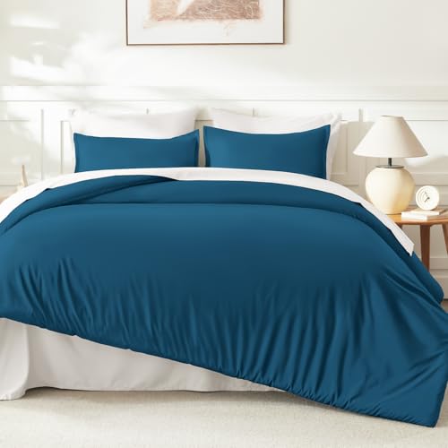 Image of Litanika Teal Comforter Full Size, 3 Pieces Turquoise Lightweight Solid Bedding Comforter Set, All Season Fluffy Bed Set (79x90In Comforter & 2 Pillowcases)