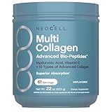 NeoCell Multi Collagen Bio-Peptides Powder | 22oz | Advanced with Hyaluronic Acid and Vitamin C | 10 Super Types of Collagen | Superior Absorption | Grassfed Protein Supplement |