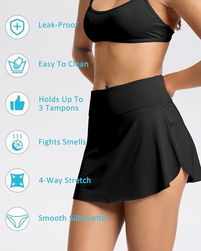 Beautikini Period Swimwear Menstrual Leakproof Swim Skirt Swimsuit Mid Waist Bathing Suit Bottoms for Teens Girls4