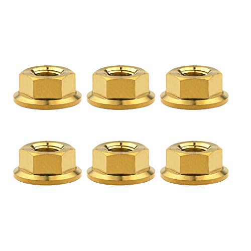 Écrous hexagonaux en titane M6 pas 1,0 mm DIN6923 lot de fixation dorée