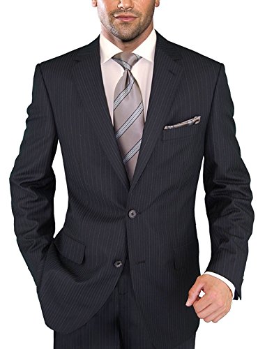 Salvatore Exte Men's Two Button 2 Piece Suit Jacket Flat Front Pants Striped2