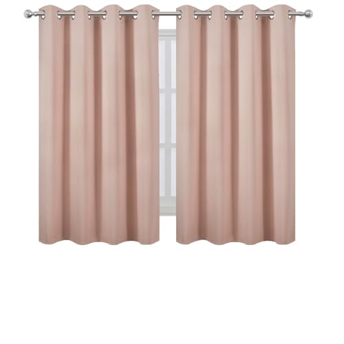 Image of LEMOMO Blackout Curtains 66 x 54 Inch Long Blush Curtains Set of 2 Panels Room Darkening Curtains for Bedroom and Living Room