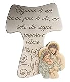 Croce Tau con Sacra Famiglia Regalami.Shop, Croce Tau con Sacra Famiglia cm.20, Realizzata in Marmo di Carrara ricomposto Effetto Pietra, Articolo Sacro e Religioso