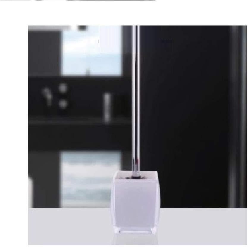 Toilet Brush and Holder Set, Acrylic + Plexiglass, White, Splash-Proof, Modern Style