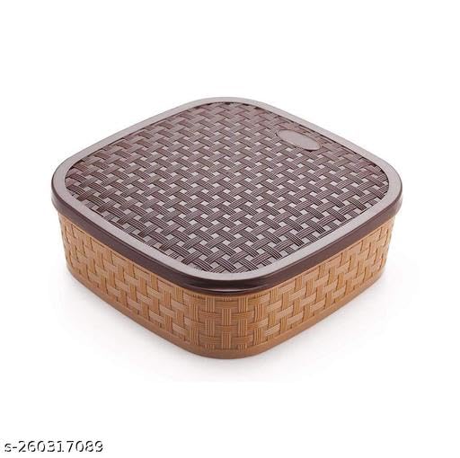 Image of KP International Rangoli dubba 7 Section Multipurpose Plastic Masala Box for Kitchen Royal Spice Boxe for Kitchen Container 7 Compartments with 1 Spoons (Square) Masalabox,23A KP81