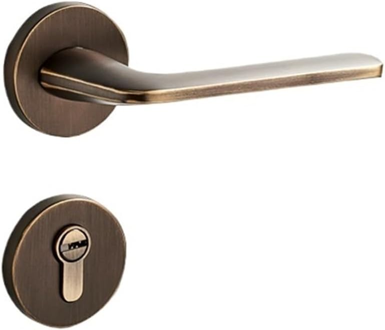 All Copper Indoor Bedroom Door Lock Black Pure Copper Split Lock Villa Home Magnetic Handle Lock Silent Wooden Door Lock(A Copper Color Pure Copper Split)