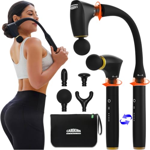 2-in-1 Detachable Percussion Massage Gun with Extension Handle, Back Massager for Pain Relief Deep...