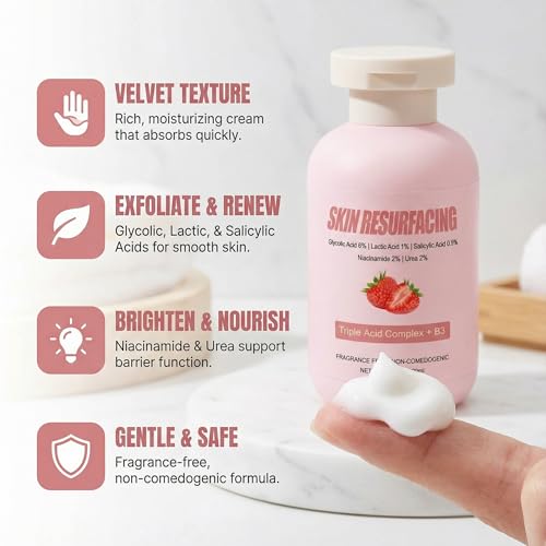 Qiuumey Strawberry Skin Treatment, Trystrawberry Legs Resurfacing Cream, Advanced Triple-Acid Complex For Keratosis Pilaris, Reduce Chicken Skin Bumps (1)