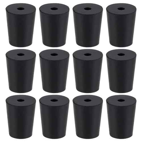 OLYCRAFT - OLYCRAFT 12 Stück Gummistopfen Mit 1 Löchern Schwarz Gummistopfen Schwarz Mit 5mm Loch Dichtung Rohrstopfen Stopfen Konisch Labordichtung Gummistopfen Für Reagenzgläser Flaschen 25x16x20mm