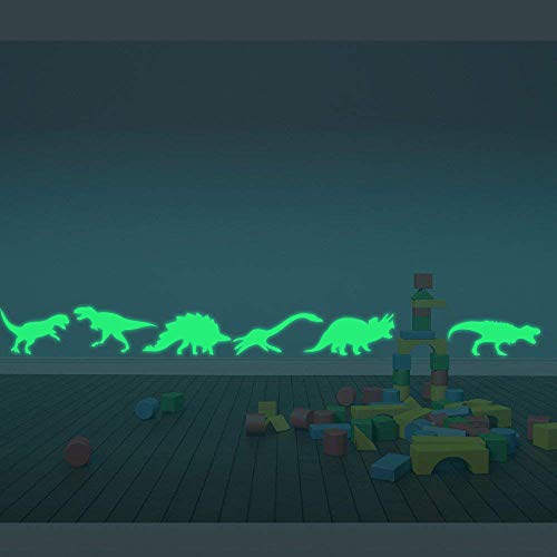 ufengke 9-pcs Dinosaurs Wall Decals Fluorescence Stickers Glow in The Dark, Children's Room Nursery Removable Wall Stickers Murals